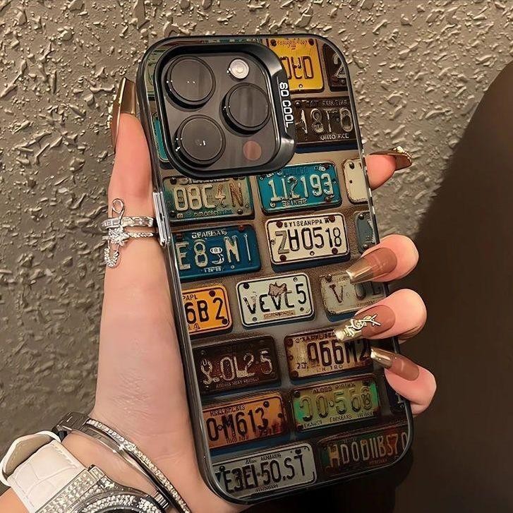 ป้ายทะเบียนศิลปะ Iphone 15 14 13 12 11 Pro Max 7 8 Plus เคสโทรศัพท์ กระจกการ์ตูนกราฟฟิตี หัวใจ นิ่ม เคสโทรศัพท์