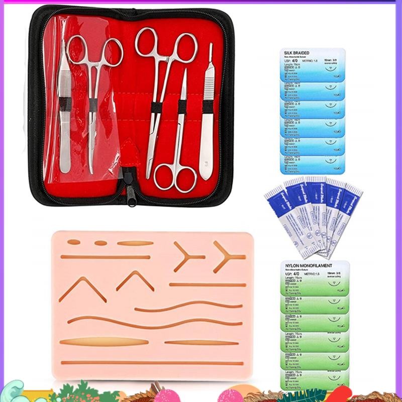 Super Complete Suture Kit สําหรับนักเรียน,รวมแผ่นเย็บซิลิโคนและเครื่องมือเย็บเย็บชุดฝึกเย็บสําหรับการฝึกเย็บ