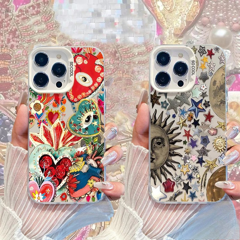 GOOD ดวงตา ที่มีสีสันสดใสของดวงตากราฟิติเคส IPhone 11 16 13 15 14 12 Pro Max XR 7Plus 15 16 8 14 7 Plus X XS Max