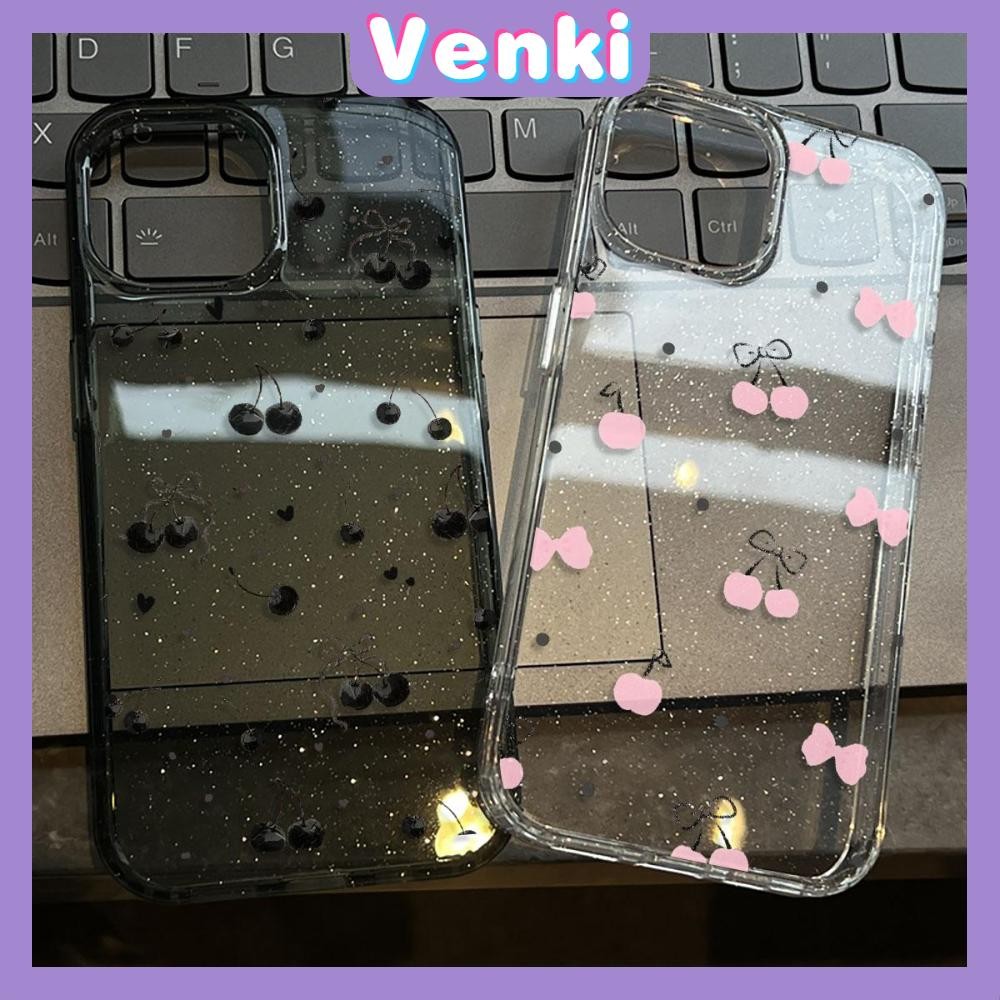 Venki - เคส iPhone 16 Pro Max iPhone 11 เคสใสแบบแวววาว TPU นุ่มสีสันสดใส เชอร์รี่น่ารักอร่อย Compatible iPhone15 Pro max 14 13 12 Pro max XS XR 7 Plus 8 Plus