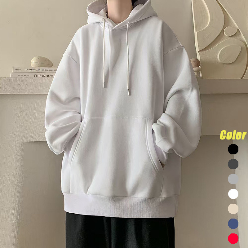 Unisex ขนแกะหนาหลวมธรรมดากีฬา Hoodies เกาหลีอินเทรนด์ Casual Warm ขนาดใหญ่ Hooded Sweatshirt Youth Pullover Coat