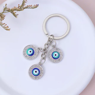 ประณีต Rhinestone Evil Eyes จี้ Key แหวน Good Lucky โลหะตุรกี Blue Eyes แหวนกุญแจรถกระเป๋าเป้สะพายหลัง Accessorries