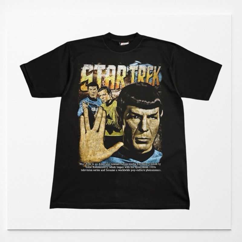 เสื้อยืดคอฟิต รุ่น Star Trek สีเฟดดำ/สีดำ #DTG tee.