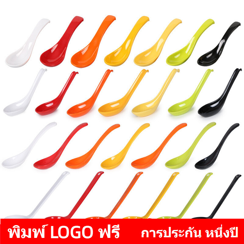 [พร้อมสต็อก] [จานเมลามีน] [จานเมลามีน] อาหาร ระดับ ก5 สีสันช้อนเมลามีนเคลือบเงาด้ามยาวพลาสติกยาวช้อน