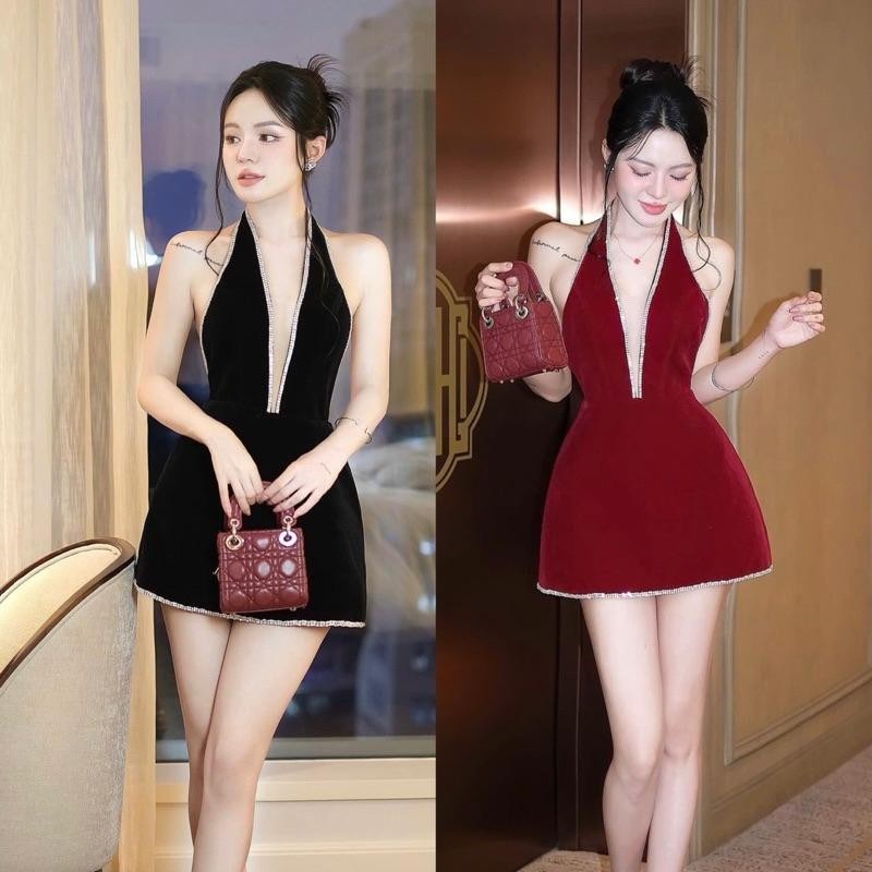 (พร้อมส่ง) sunida1 เดรสกํามะหยี่สุดเซ็กซี่ ชุดเข้ารูป ชุดPR สวยแซ่บ