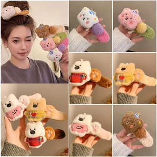 Snow Bear กิ๊บติดผมตุ๊กตาน่ารักสําหรับผู้หญิงด้านหลังศีรษะคลิปขนาดใหญ่ Headwear Duckbill คลิป