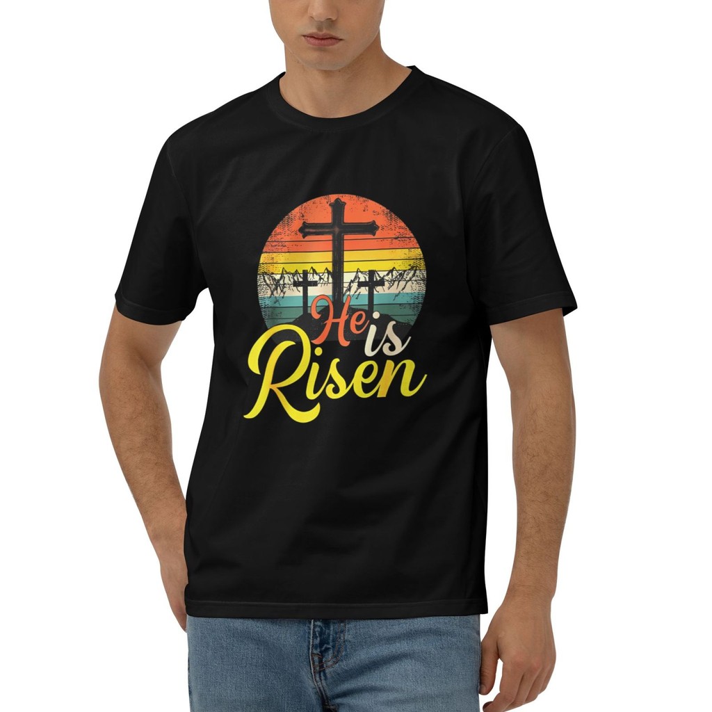 He Is Risen Christian Easter Jesus Cotton T-Shirt