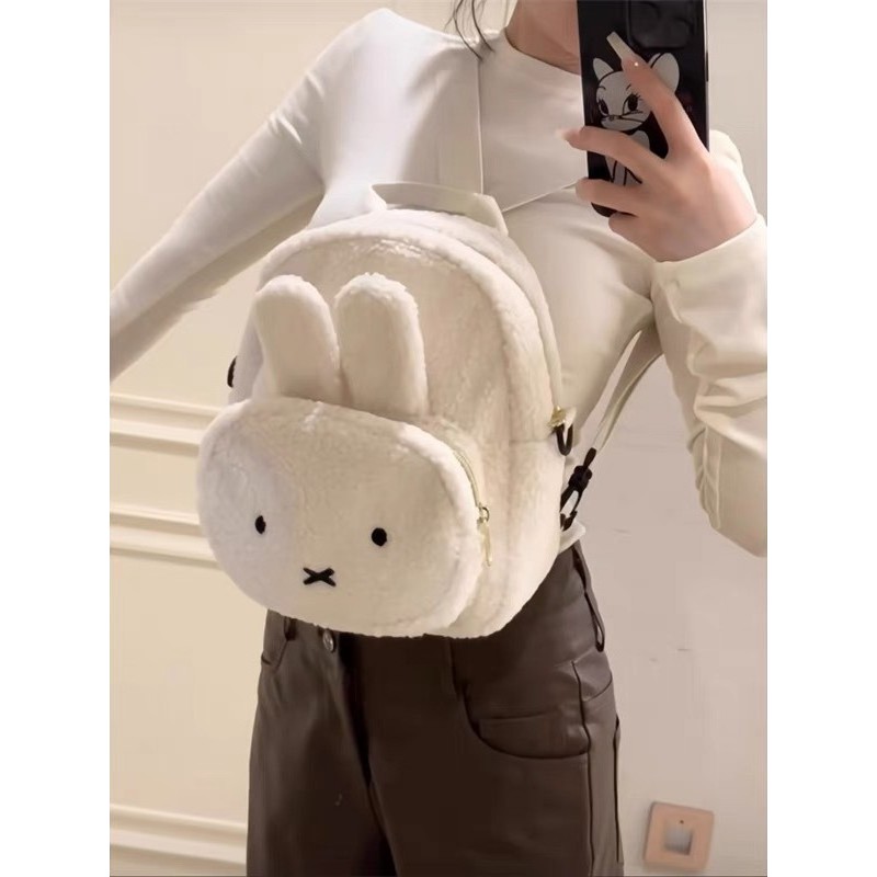 ญี่ปุ่นฤดูใบไม้ร่วงและฤดูหนาวใหม่การ์ตูนน่ารัก Miffy กระต่ายหมีขนแกะกระเป๋าเป้สะพายหลังกระเป๋าเป้สะพายหลังขนาดเล็กสำหรับเด็กผู้หญิง