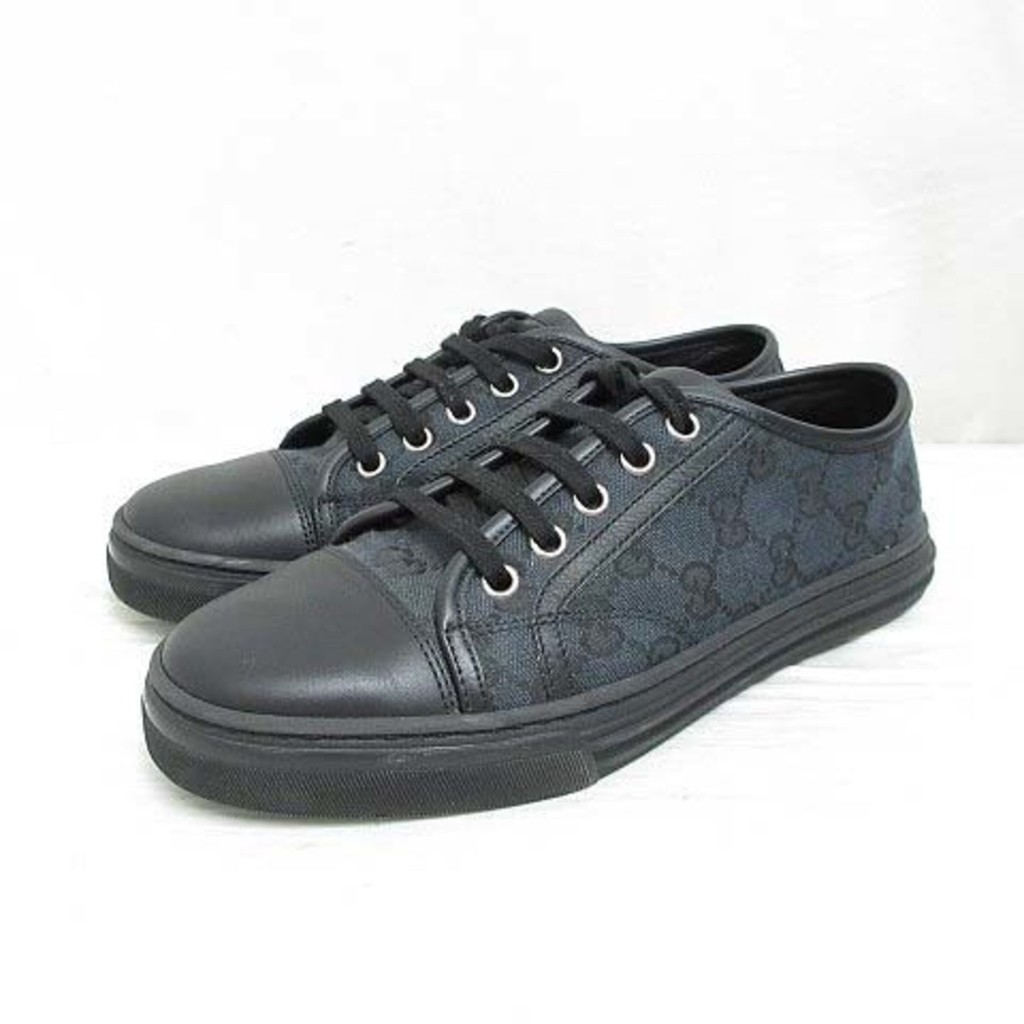 Gucci Sneakers GG Canvas leather black Direct from Japan Secondhand