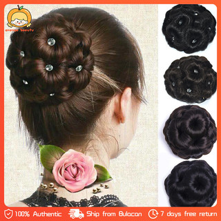 Women Donut Hair Bun Clip in Extensions Ring Curly Wig Bun Flowers Ponytail Hairpiece Hair Extension