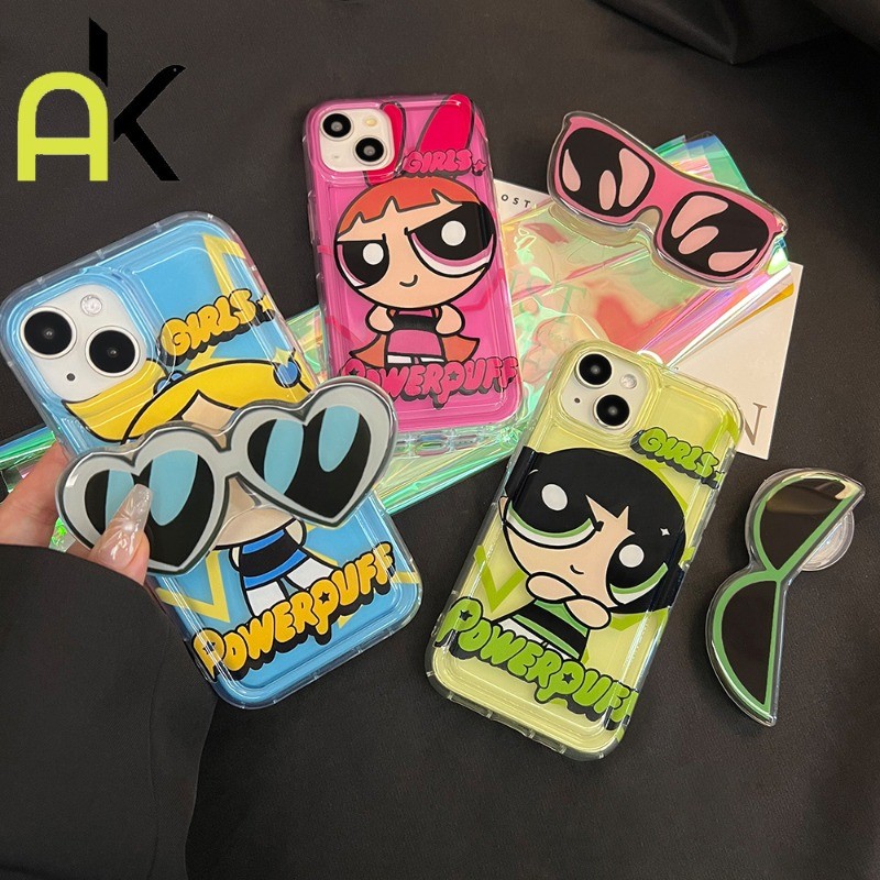 AK เคสโทรศัพท์ + ขาตั้ง For iPhone 16 15 XR 14 13 11 12 Pro Max 8 7 6 Plus SE 2020 XS Maxเคสโทรศัพท์การ์ตูนนุ่มและน่ารัก