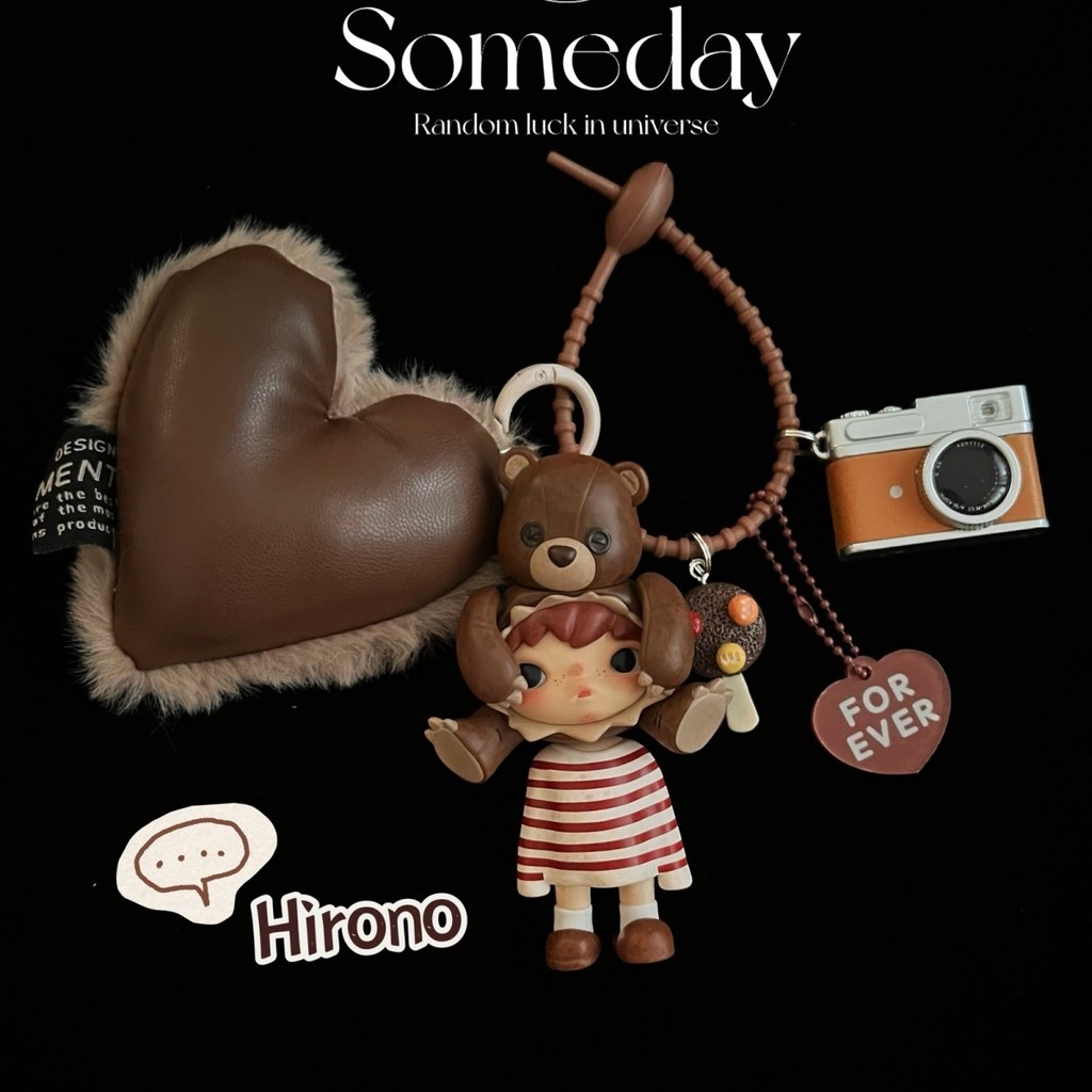 POPMART พวงกุญแจ Hirono สไตล์วินเทจ, พวงกุญแจ hirono, คู่สร้างสรรค์, จี้กุญแจรถ, ตกแต่งกระเป๋าเป้, ว