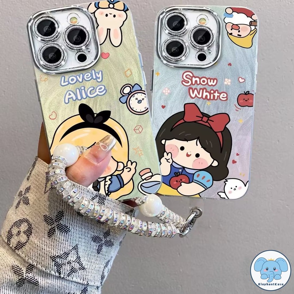 เจ้าหญิงการ์ตูนเข้ากันได้เคสไอโฟน16 11 13 15 Pro Max 7 16 8 14 Plus 12 14 Pro Max 16 11 12 Pro XR XS MAX X SEสร้อยข้อมือ