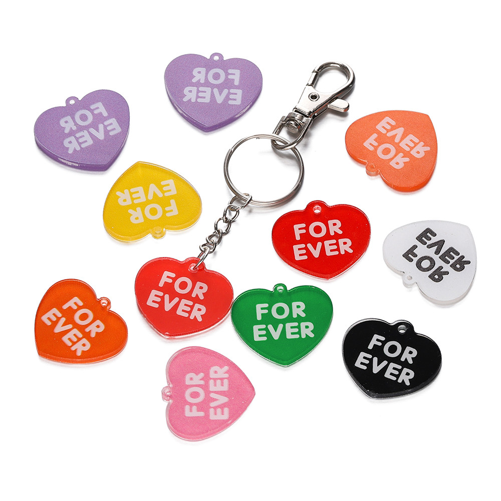 จี้หัวใจภาษาอังกฤษ  10ชิ้น อะคริลิคสีสัน คำว่าForever งานDIYสร้อยข้อมือ-สร้อยคอ