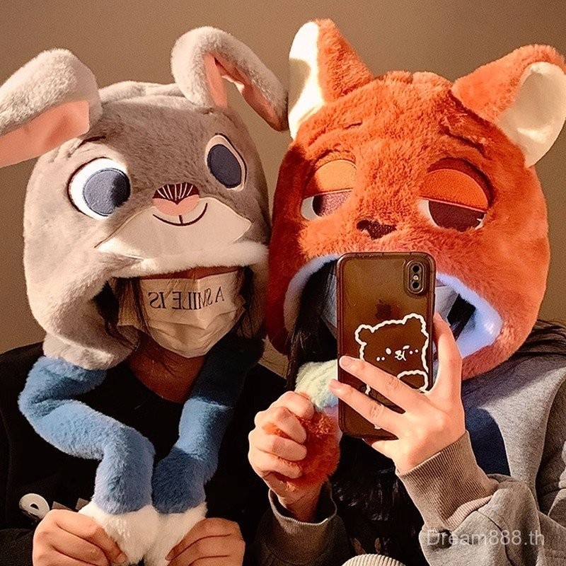 หมวกผ้ากำมะหยี่ Judinick Fox สำหรับผู้หญิงที่อบอุ่นสำหรับฤดูใบไม้ร่วงและฤดูหนาวที่ครอบหูแบบเดียวกับที่ครอบหูแบบเคลื่อนย้ายได้น่ารักรุ่นหนา