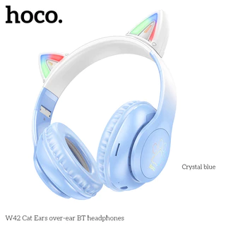 HOCO W42 หูฟังหูแมว ไฟ LED น่ารัก BT 5.3 รองรับ AUX / TF Card เสียงดี HiFi แบต10ชม. หูฟังบลูทูธ hc3