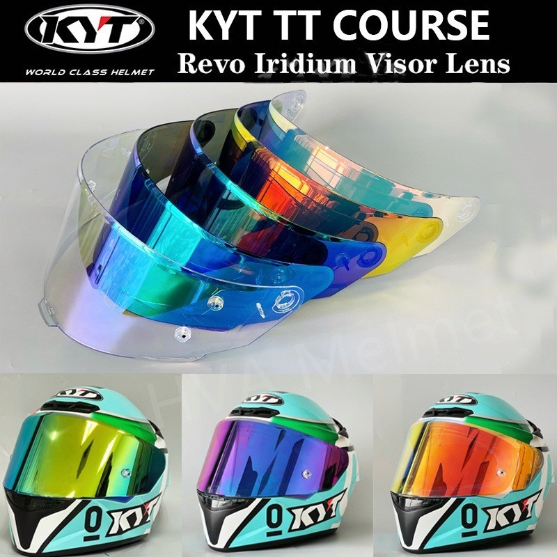 ราคาต่ําสุดKYT Visor เลนส์ Fit สําหรับ KYT TT Course Visor เลนส์อิริเดียม KYT TT หลักสูตรหมวกกันน็อค Visor เลนส์