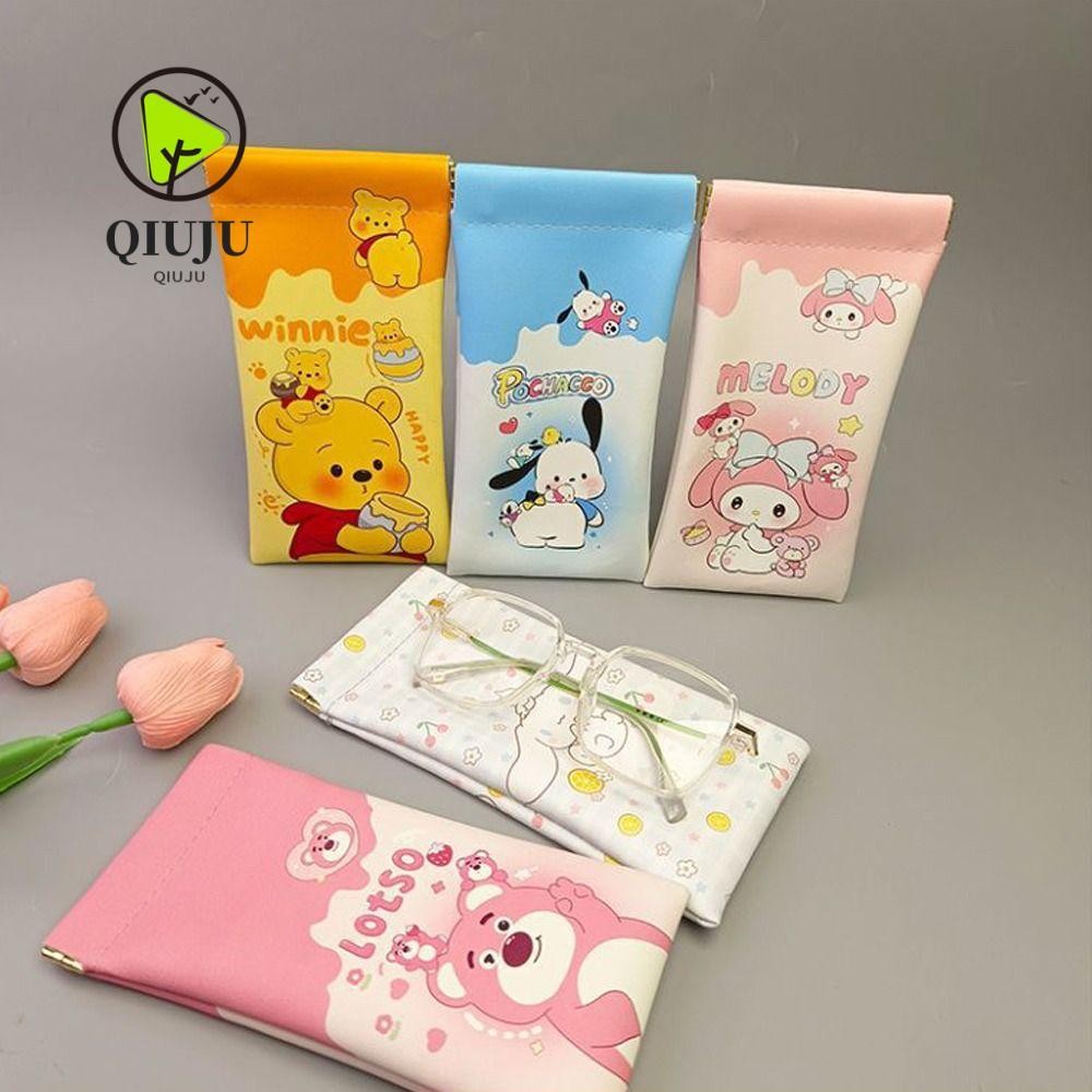 SANRIO กระเป๋าใส่แว่นตา ชิวจู กล่องใส่แว่นกันแดด ซานริโอ คุโรมิ กระเป๋าเก็บของแบบพกพาป้องกันแรงดัน ซินนามอนโรลน่ารักสําหรับผู้ชาย