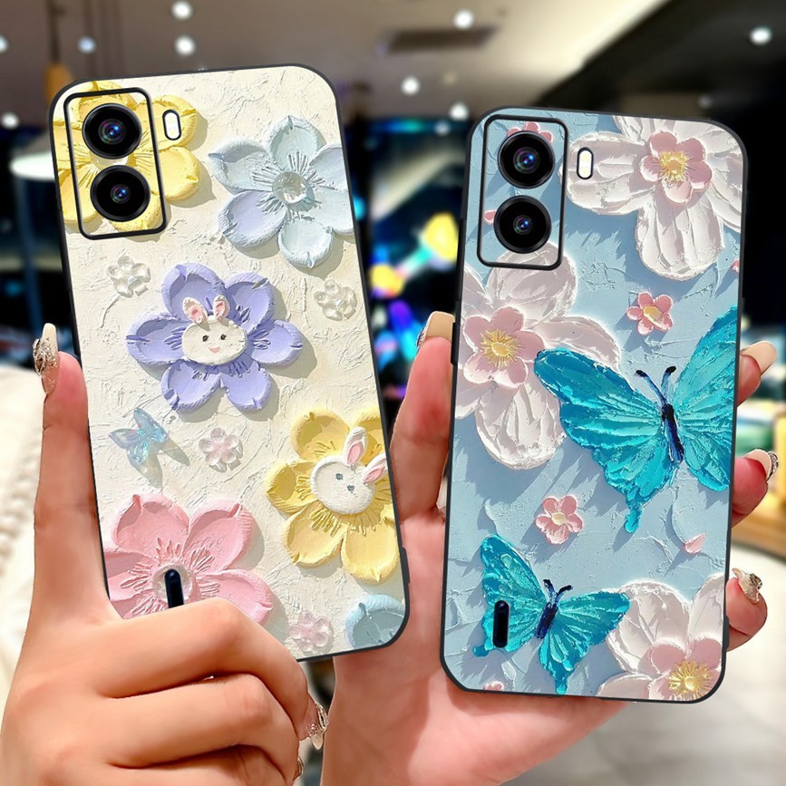 สําหรับ Tecno POP 6 BE7 กรณีแฟชั่นดอกไม้ผีเสื้อทาสีซิลิโคนสําหรับ Tecno Pop6 POP 6 Bomber Shells