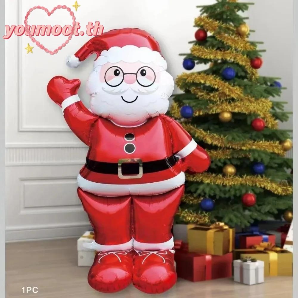Youmoot ลูกโป่งเครื่องประดับปาร์ตี้คริสต์มาส, ลูกโป่งฟอยล์เป่าลมคริสต์มาสสโนว์แมนขนาดใหญ่ 60 นิ้ว, ของเล่นเด็กยักษ์ซานตาคลอสยืนโดยบอลลูน