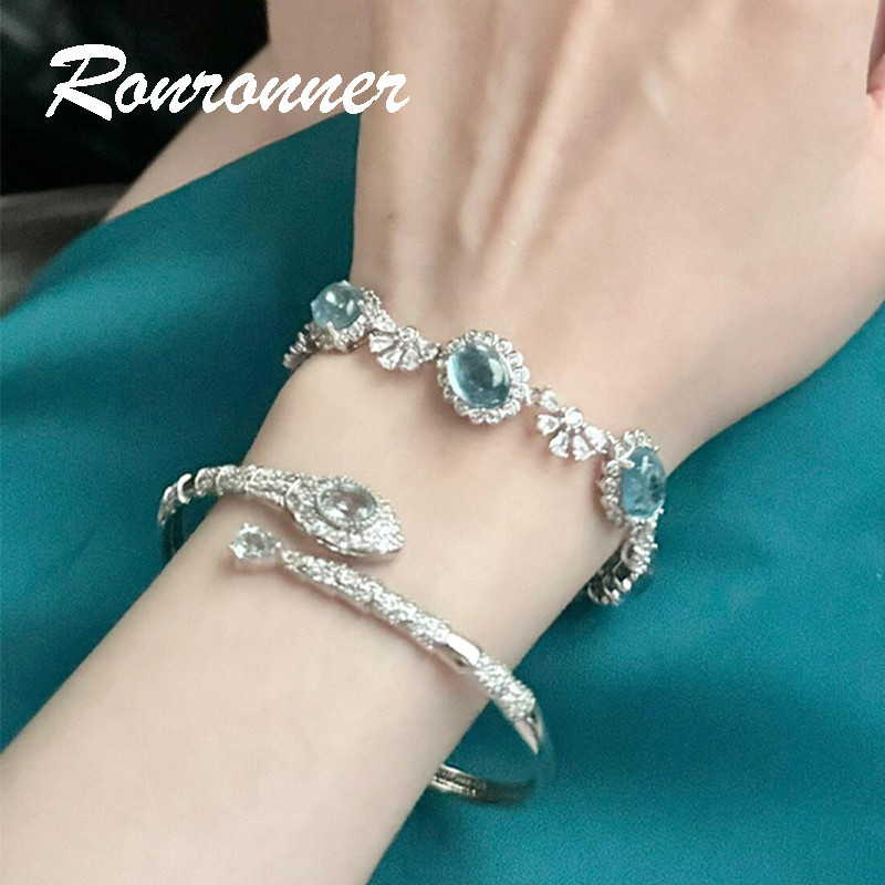 สร้อยข้อมืองูไพลินสําหรับผู้หญิงสร้อยข้อมือเพทายแฟชั่นอุปกรณ์เงินสําหรับเด็กผู้หญิงสร้อยข้อมือหรูหรา