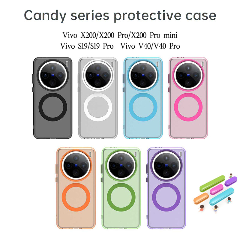 Imak Vivo X200 / X200 Pro / Vivo X200 Pro mini /VIVO V40 Pro S19 Pro 5G เคสโทรศัพท์สีลูกกวาด PC + TPU รุ่นแม่เหล็กดูดซับแรงกระแทก Anti-Pollution