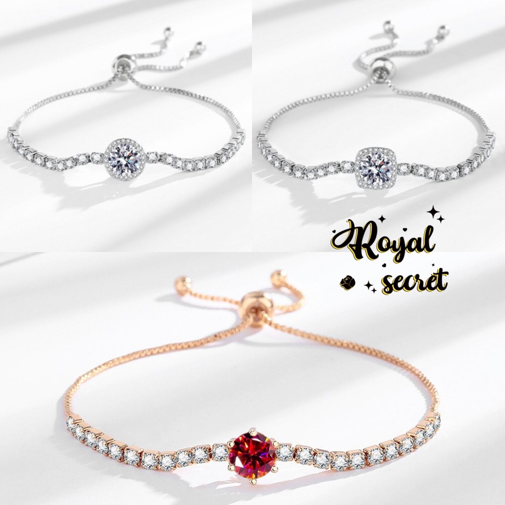 แสงหรูหรายอดนิยมปรับเงิน925และ18เคสร้อยข้อมือผู้หญิงชุบทองด้วยเพชรเงา