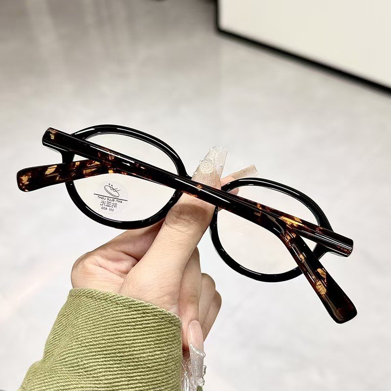 แว่นสายตาสั้น 1.56/1.61/1.67 (-50 ถึง -600-700-800-900-1000) กรองคอมพิวเตอร์และโทรศัพท์มือถือแสง ย้อนยุค รูปไข่ ตร90 กรอบแว่นตา ไม่จํากัดเพศ ยูวี400 - รูปที่ 5