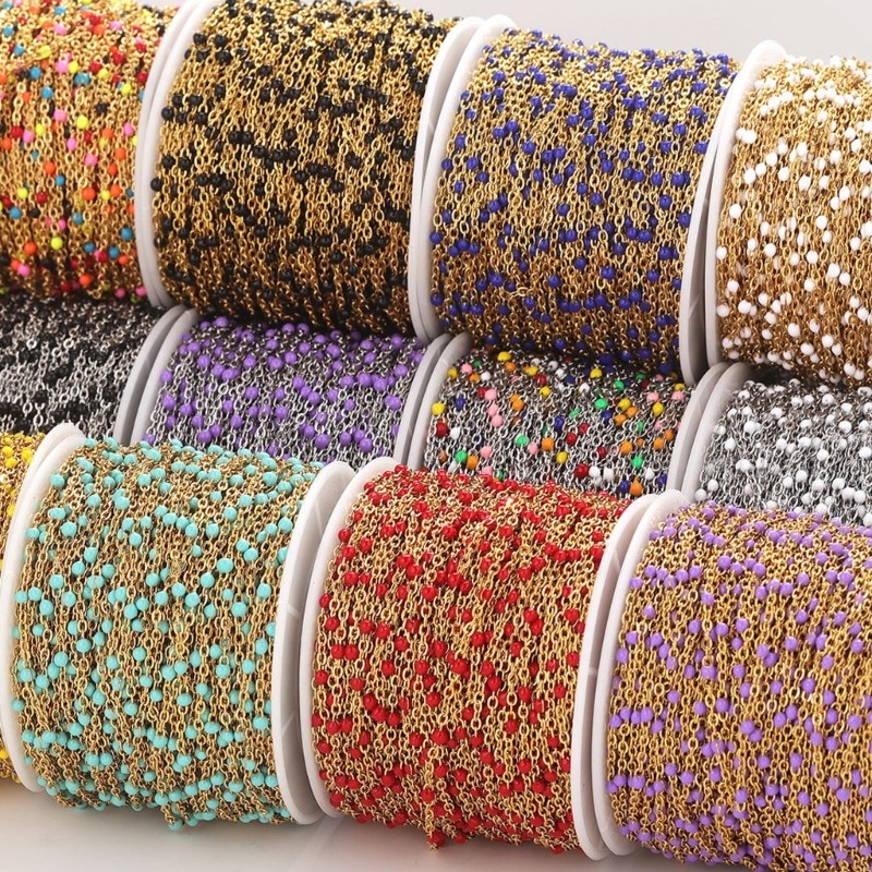 FL Elegant 2M ลูกปัดโซ่สแตนเลสสร้อยคอเครื่องประดับส่วนประกอบเครื่องประดับโซ่เหมาะสําหรับสร้อยข้อมือห