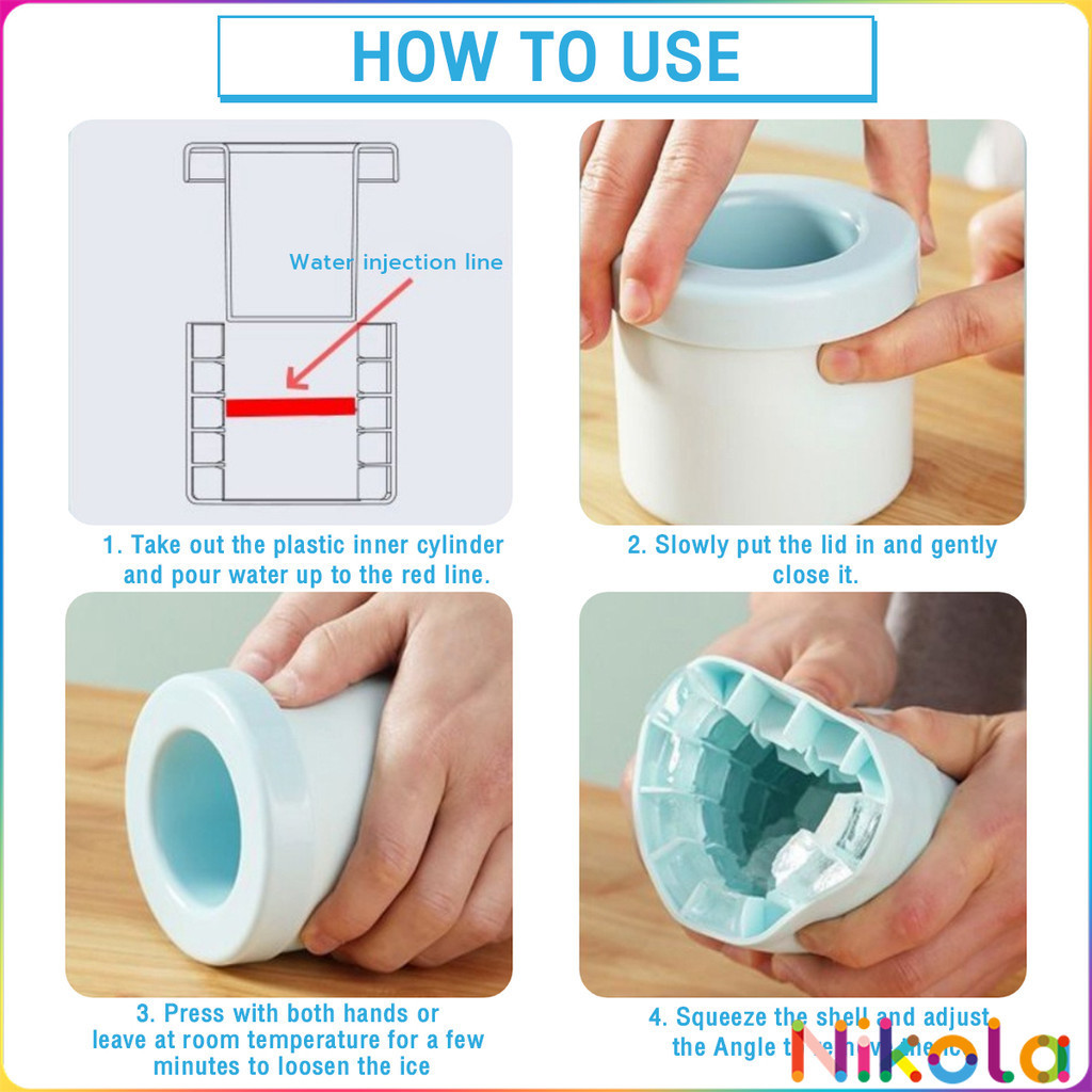 Nikola บล๊อคที่ทำน้ำแข็ง ที่ทำน้ำแข็ง ซิลิโคน มีฝาปิด ถาดทำน้ำแข็ง DIY ทรงกลม ice cube mold ราคา ถูกที่สุด ดีลบีเคเค แกลเลอรีภาพที่ 8