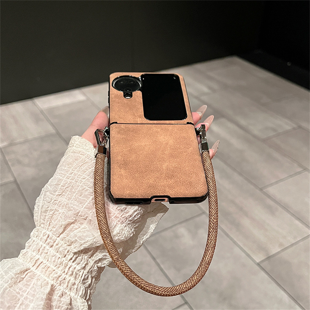 เคสโทรศัพท์สีทึบหรูหราเรียบง่ายพร้อมสายรัดป้องกันได้สําหรับ OPPO Find N3 Flip N3Flip ฝาหลังกันกระแทกพร้อมเชือก ราคา ถูกที่สุด ดีลบีเคเค แกลเลอรีภาพที่ 8