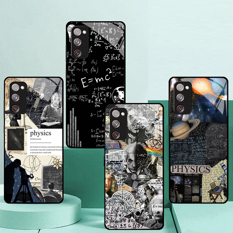 ฟิสิกส์ e mc2 กระจกนิรภัยเคสโทรศัพท์สําหรับ Samsung Galaxy S24 Ultra S23 Fe S22 Plus S21 S20 S10 S9 