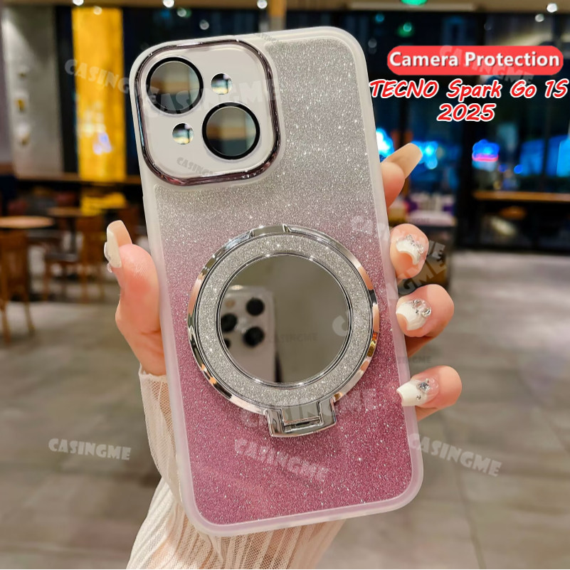Tecno Spark Go 1S 2025 สําหรับกรณีกระจกวงเล็บแม่เหล็ก Glitter TECNO Spark Go 1 S SparkGO1S GO1S 1GO 