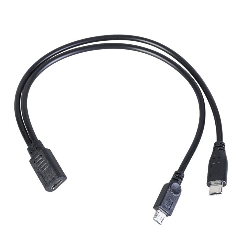 WU USB C to Double Output Cable Type C Female to MicroUSB และ Type C สายชาร์จชายสําหรับขับเคลื่อนสอง