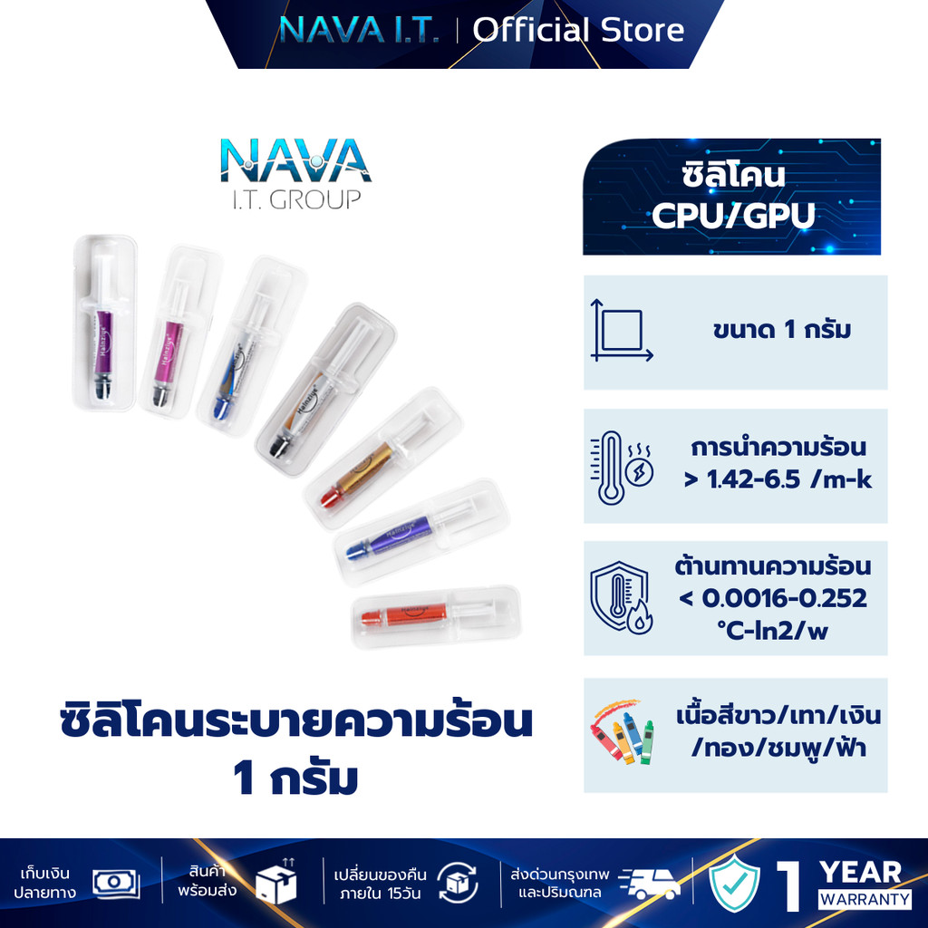 NAVA IT ซิลิโคนระบายความร้อน CPU/GPU Silicone ขนาด 1 กรัม