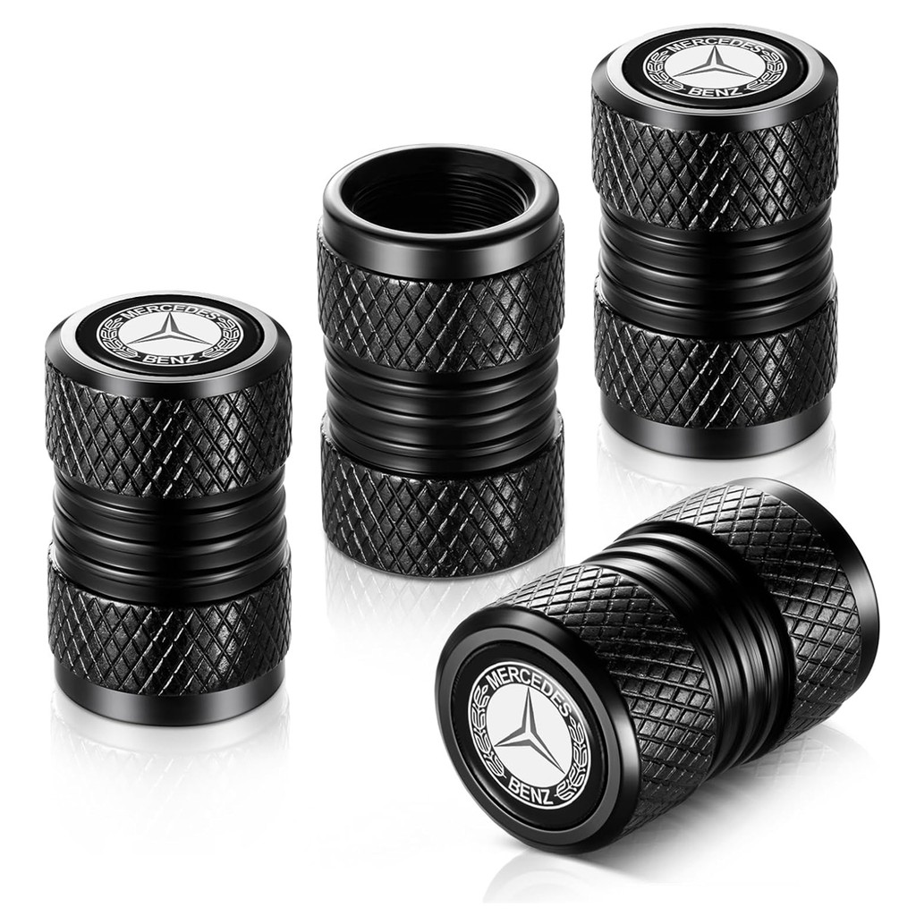 ยางวาล์ว Stem Caps, ใช้งานร่วมกับ Mercedes Benz Series Stem Cap Universal Car Air Cover อุปกรณ์ตกแต่งรถยนต์สําหรับรถยนต์, SUV, รถบรรทุก, รถจักรยานยนต์ 4 ชิ้น (สีดํา)