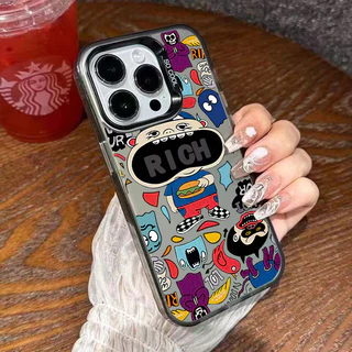 🔥MARIO🔥เคส iPhone โลหะลายกราฟฟิตี้สุดเก๋ที่สร้างสรรค์ ไอโฟน11 16For iPhone 17 12 13 14 15Pro MAX X XS XR XS 6 7 8Plus