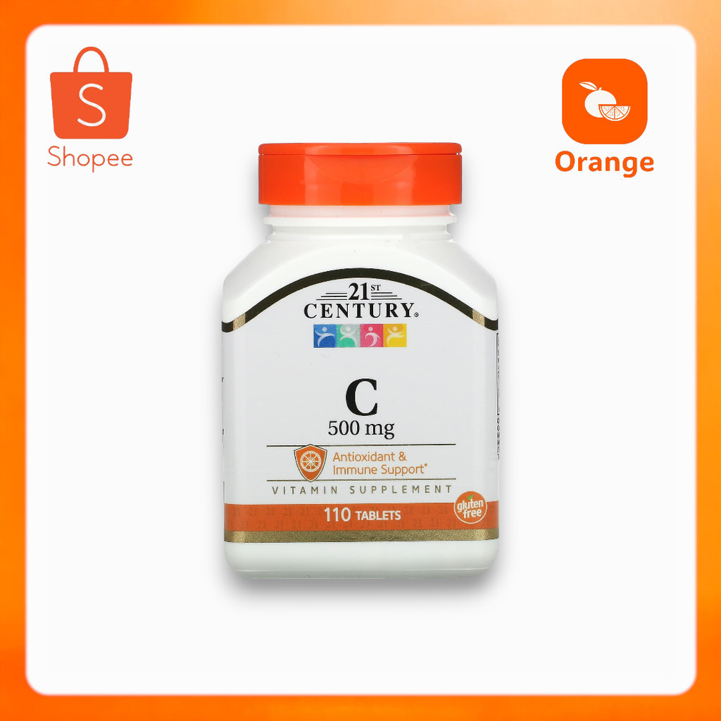 วิตามินซี 1000 มิลลิกรัม 21st Century, Vitamin C, with Rose Hips, 1000 mg, 110 เม็ด