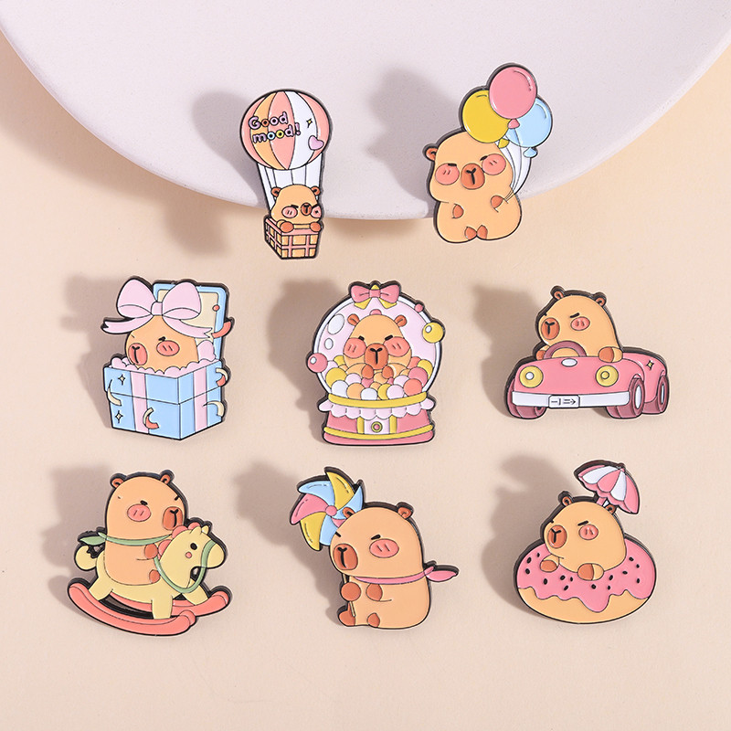 น่ารัก Capybara สวนสนุกธีมเคลือบ Pin ขายร้อน Kawaii สัตว์ Creative Badge เสื้อผ้าเข็มกลัดกระเป๋าเป้สะพายหลังอุปกรณ์เสริมเครื่องประดับของขวัญ