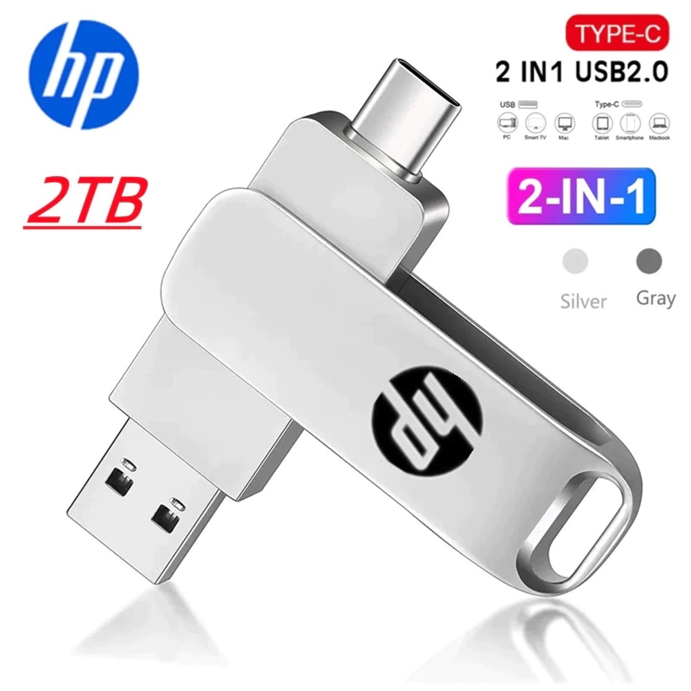 2TB OTG โลหะ pendrive 1TB 512GB 256GB 128GB 64GB 32GB 16GB type-c USB dual pendrive OTG USB แฟลชไดรฟ์ pendrive ประเภท c Andrio สูง