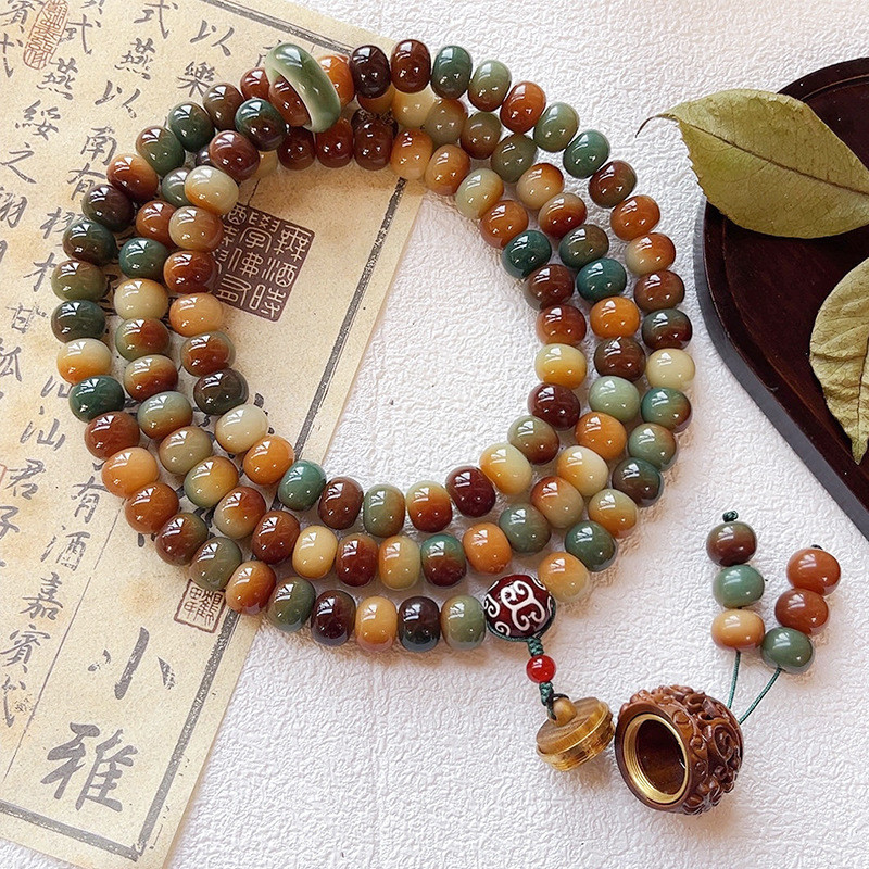 สร้อยข้อมือเวนเทียนโบธิ 108 เม็ด สร้อยข้อมือพุทธหลายชั้นสำหรับผู้ชายและผู้หญิง สร้อยคอจี้โบธิ