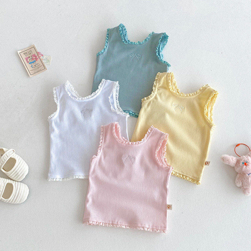 2025 เสื้อกั๊กแขนกุดสำหรับสาวๆ ฤดูร้อน |   ท็อปส์เด็กที่ระบายอากาศได้สำหรับใส่เป็นเสื้อคลุมและชั้นใน |   ที-เชิ้ตเด็กแบบบางพิเศษ