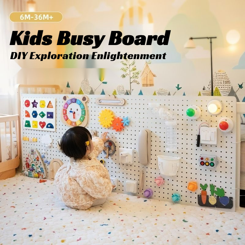การฝึกอบรมชีวิตทักษะล็อค DIY Montessori เด็กอะไหล่ Busy Board ของเล่นไม้กิจกรรมอุปกรณ์เสริมเด็กวัยหัดเดิน 1 ปี