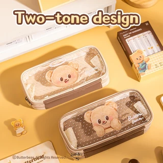 (ButterBear X Deli) กล่องดินสอ กระเป๋าดินสอ กระเป๋า2ชั้น น้องหมีเนย บัตเตอร์แบร์ (มี 2 สี)