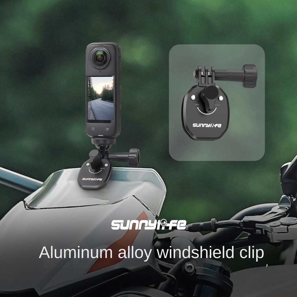 Sunnylife เหมาะสําหรับ Insta360 X5/Action 6/5 pro/กระเป๋า 3 คลิปกระจกหน้ารถรถจักรยานยนต์ขาตั้งกล้องคลิปกระจกหน้ารถ