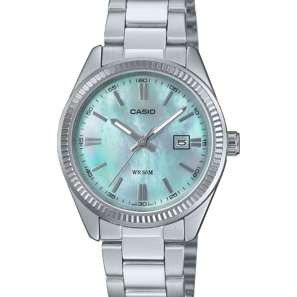 CASIO นาฬิกาข้อมือ CASIO รุ่น LTP-1302DS-2AVDF สายสเตนเลสสตีล  สีฟ้า