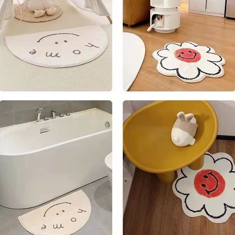 พรมดอกเดซี่ ขนนุ่ม มีแผ่นกันลื่น พรมกันลื่น พรมมินิมอลสไตล์เกาหลี พรมนิ่ม พรมเช็ดเท้า พรมแต่ - รูปที่ 5