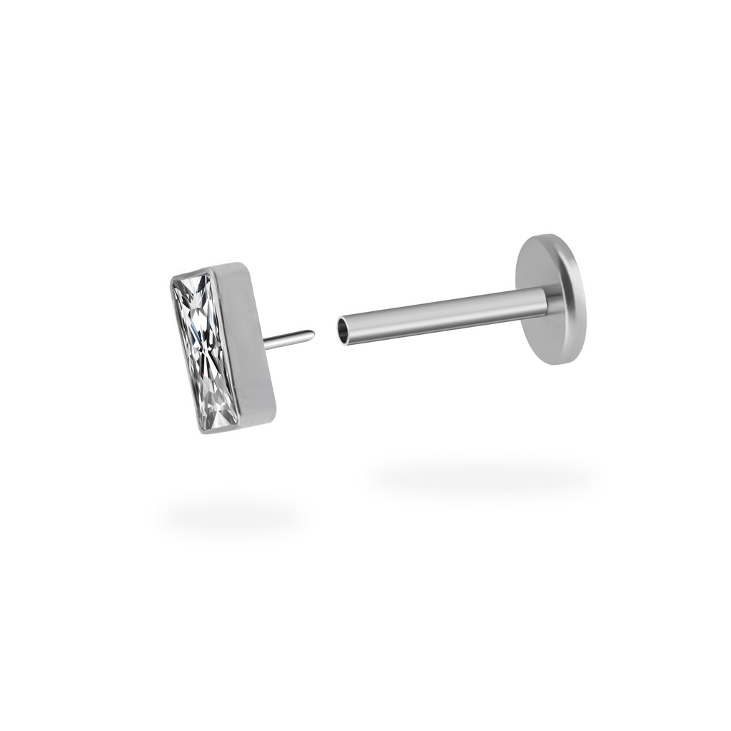 CZ Rectangle Titanium Flatback Earring (1ชิ้น)