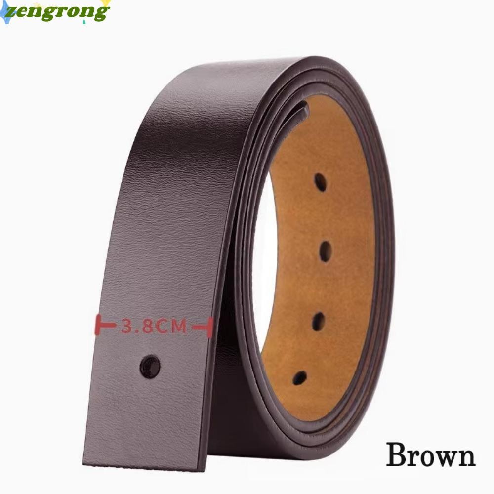 ZENGRONG เข็มขัดหนังแท้ Cowskin 3.8 ซม. กว้าง เอวสายรัด สีดํา/น้ําตาล ไม่มีหัวเข็มขัด ใส่สบาย ผู้ชาย