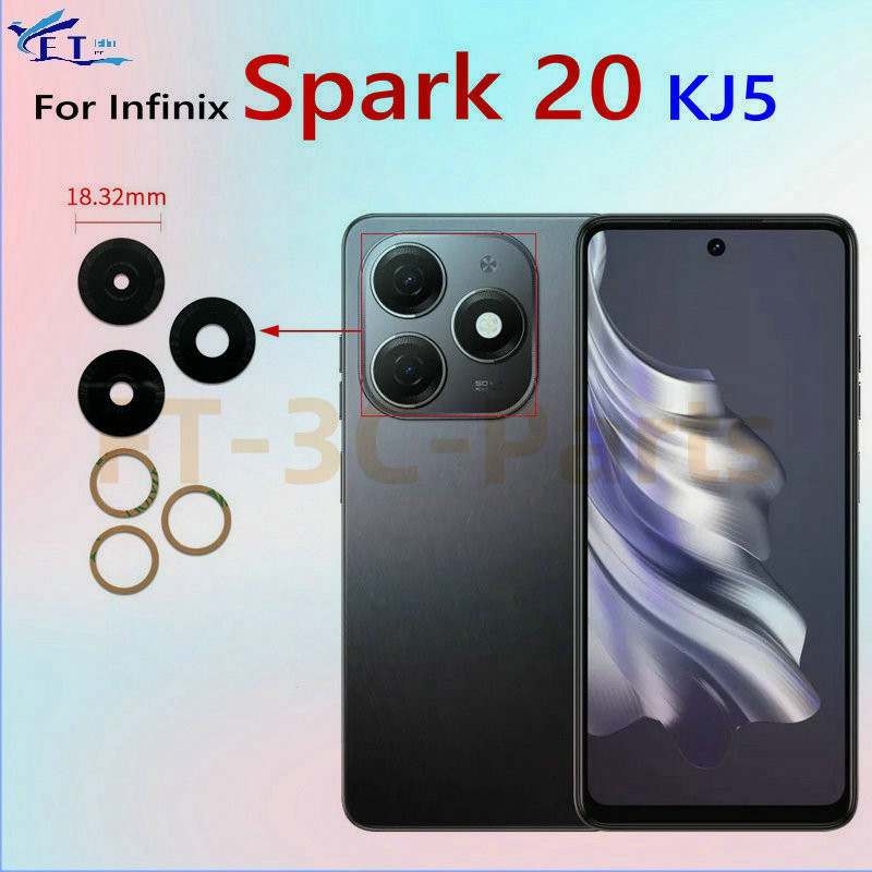 สําหรับ Tecno Spark 20 KJ5 KJ5n เลนส์กล้องด้านหลังฝาครอบกระจกด้านหลังกล้องเลนส์ผู้ถืออะไหล่